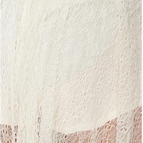 Free People Cream Lace High Waist Hot Shorts Sheer Skirt Size 4 Culottes - Picture 4 of 8